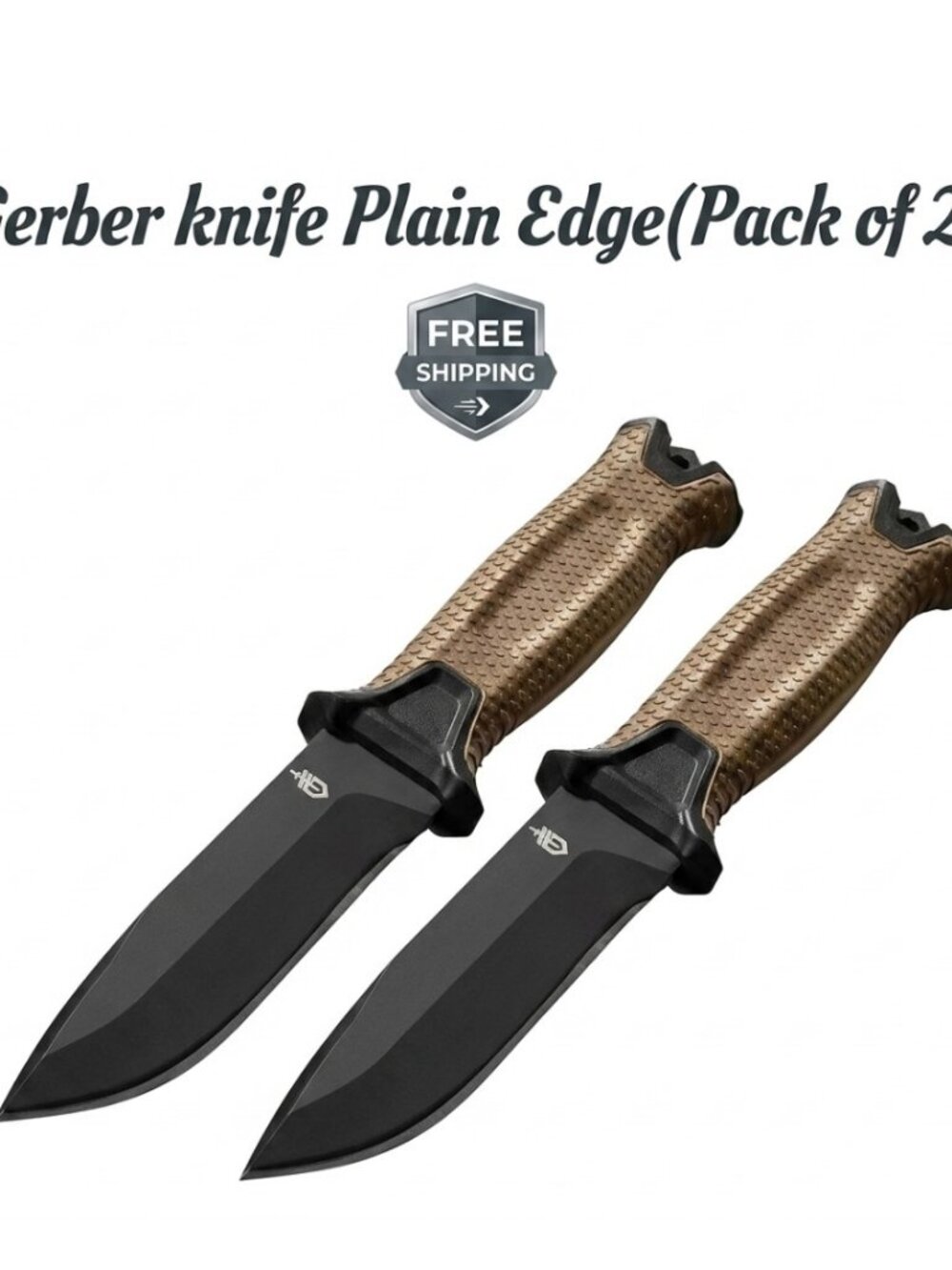 Gerber StrongArm Fixed Blade Knife Plain Edge - Coyote Brown (Pack of 2)